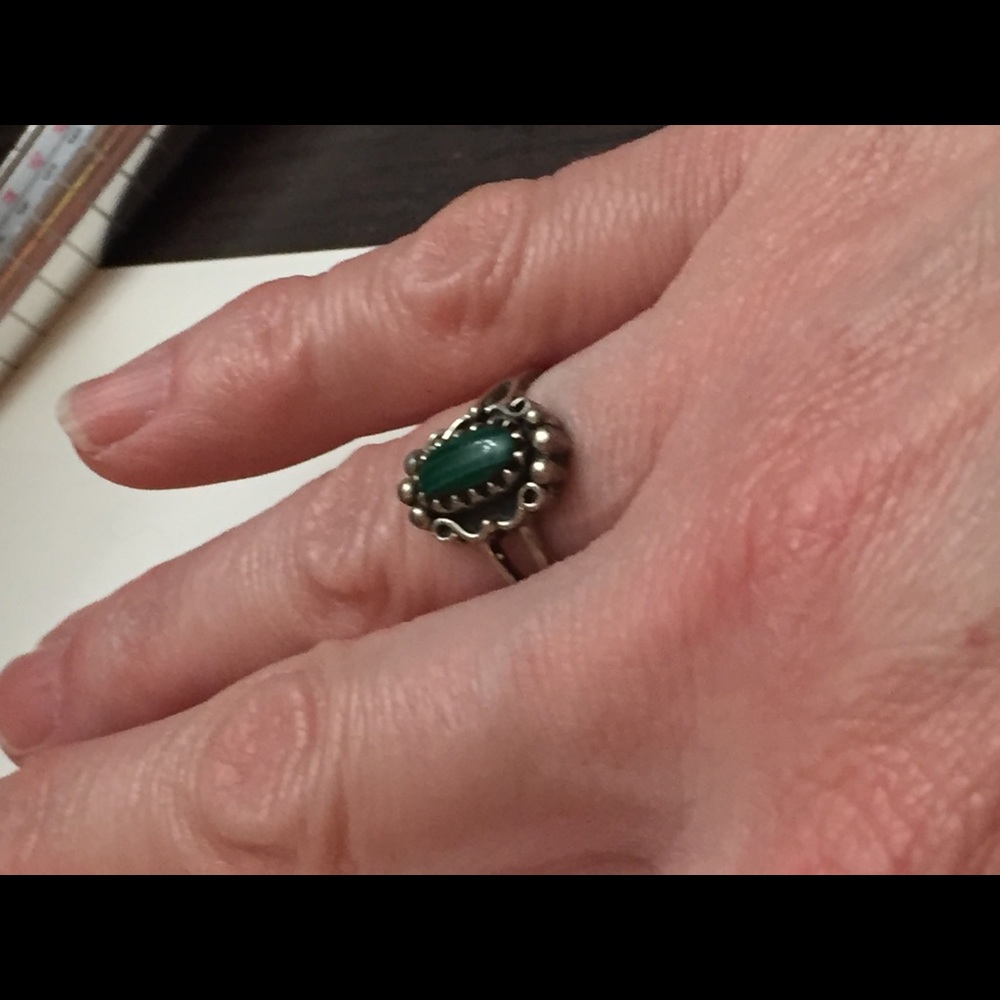 925 Malachite Signed Sterling Silver Ring - image 4